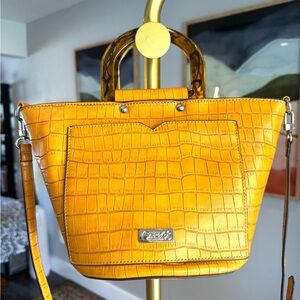 Carlos Santana Yellow Croc-Embossed Small Bag
